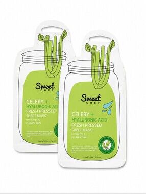2 x Sweet Chef Celery and Hyaluronic Acid Fresh Pressed Sheet Mask